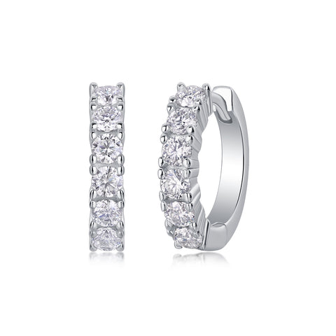 S925 Sterling Silver Moissanite Stud Earrings Set Elegant Platinum-Plated Hoop Design