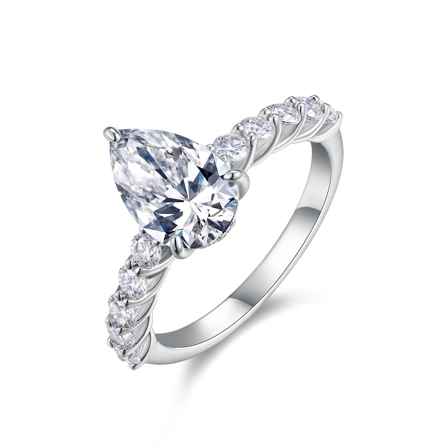 Moonlight Water Drop Moissanite Ring in S925 Sterling Silver Pear-Shaped Fashion Jewelry