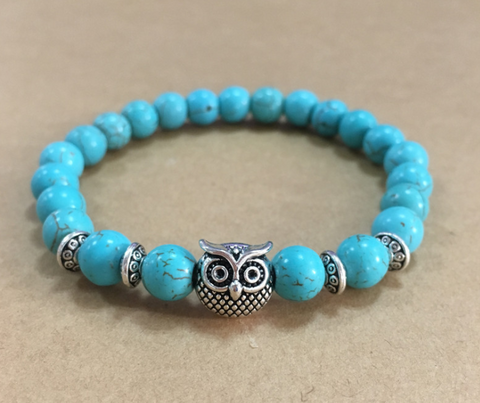 Natural Stone Owl Head Yoga Bracelet for Everyday Wear