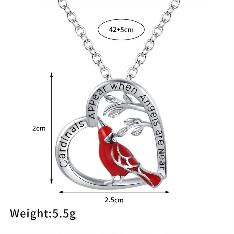 Heart Shaped Cardinal Pendant Necklace in Copper for Everyday Wear - 5