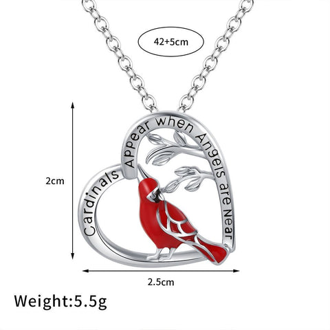 Heart Shaped Cardinal Pendant Necklace in Copper for Everyday Wear