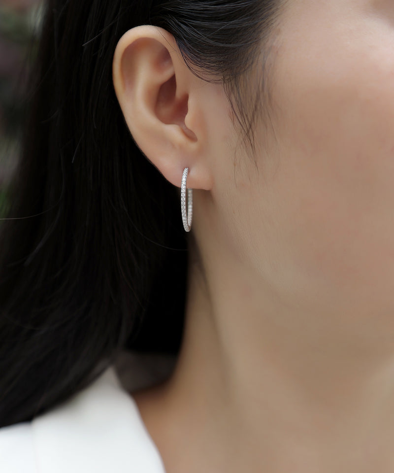 1Ribbon Square Moissanite S925 Sterling Silver Hoop Earrings Platinum-Plated Studs - 6