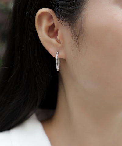 1Ribbon Square Moissanite S925 Sterling Silver Hoop Earrings Platinum-Plated Studs