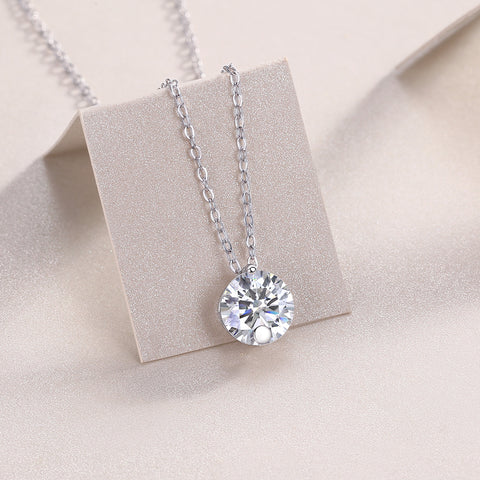 2-Carat Moissanite Pendant Necklace in S925 Sterling Silver with Platinum Plating - Modern & Elegant