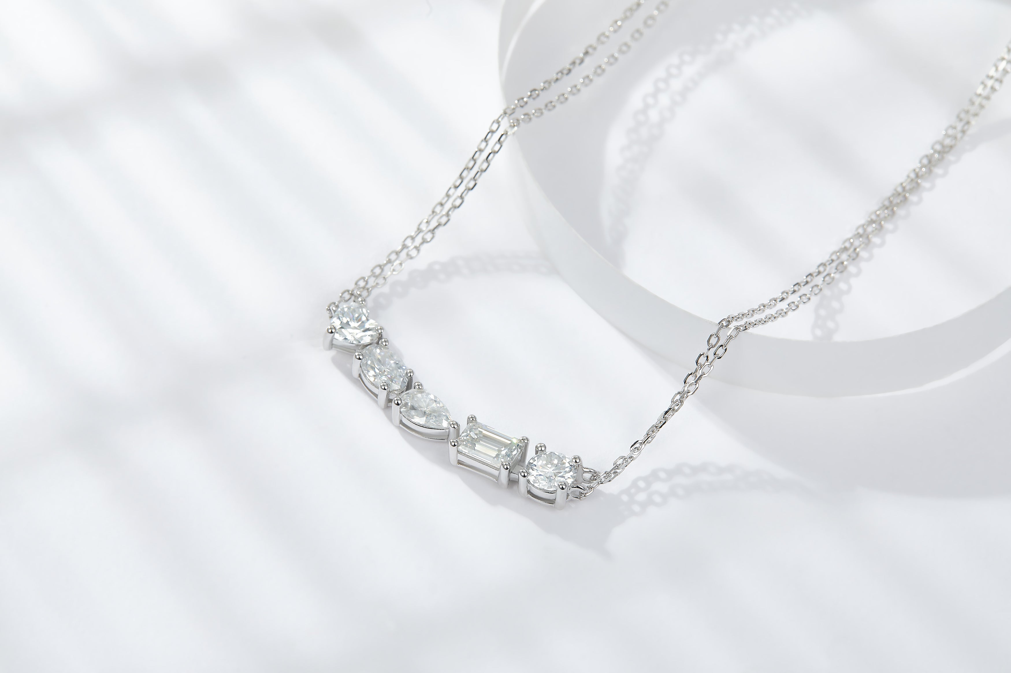 1Galaxy Moissanite Pendant Set in S925 Sterling Silver with Platinum Plating