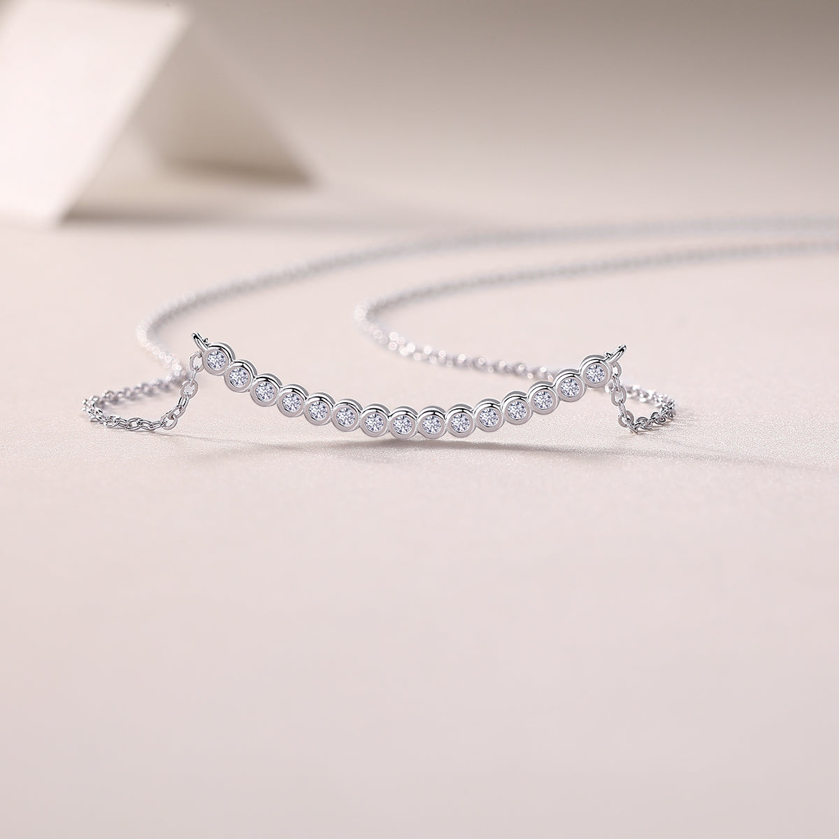 S925 Sterling Silver Moissanite Pendant Necklace Set Elegant Minimalist Design
