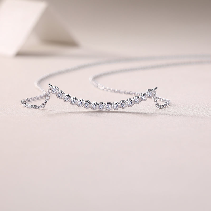 S925 Sterling Silver Moissanite Pendant Necklace Set Elegant Minimalist Design - 4