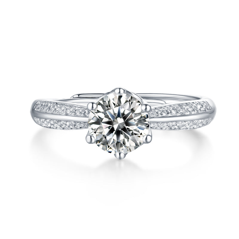 1 Carat Moissanite Diamond Wedding Ring in S925 Silver Elegant Modern Design - 3