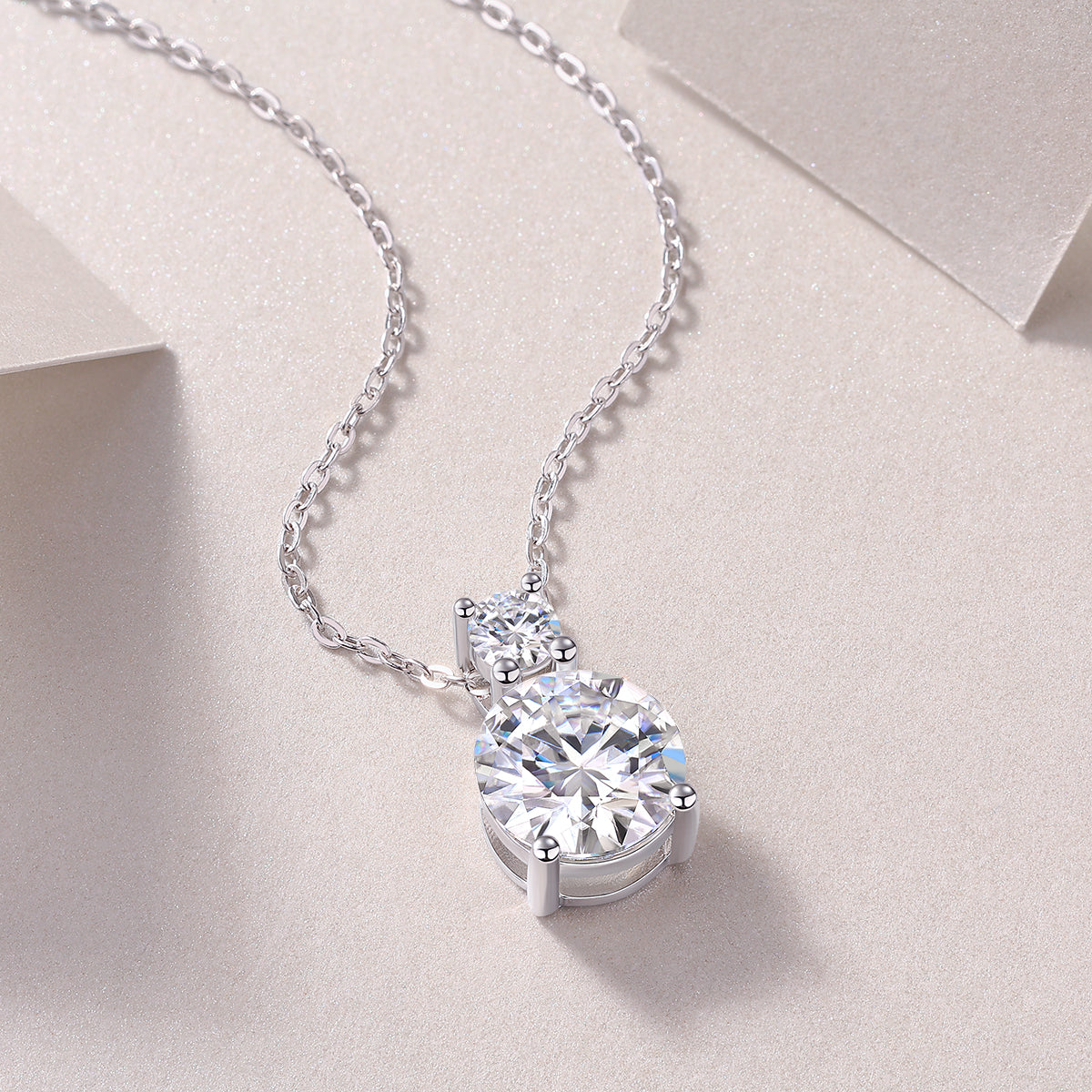 3-Carat Moissanite Pendant Necklace in S925 Sterling Silver with Platinum Plating