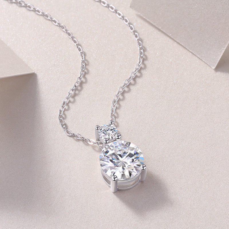 3-Carat Moissanite Pendant Necklace in S925 Sterling Silver with Platinum Plating - Modern & Elegant - 6