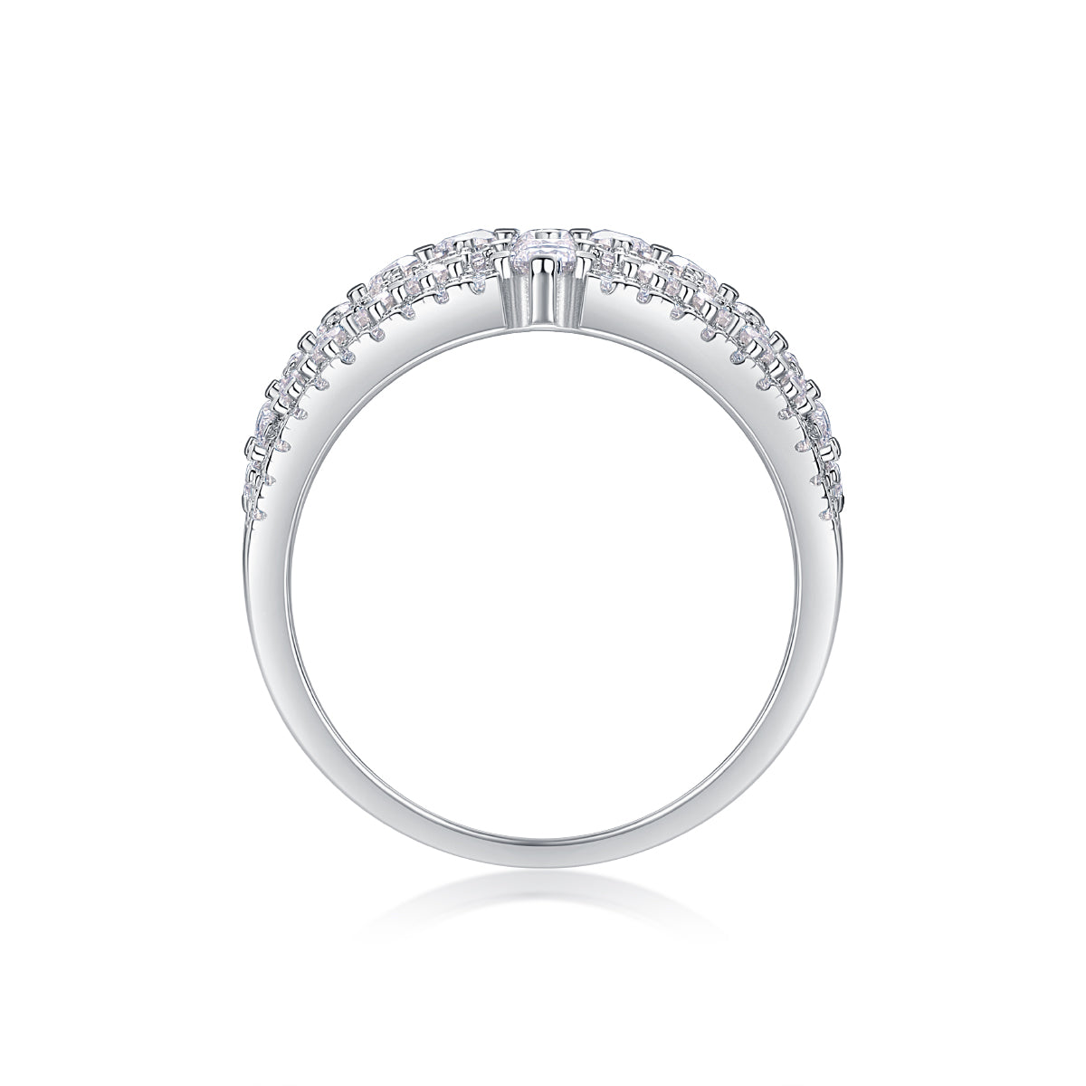 Luxurious Moissanite Silver Ring with Multiple Diamonds in S925