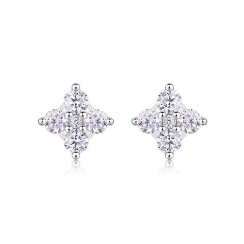 S925 Sterling Silver Moissanite Stud Earrings Floral Cluster Design