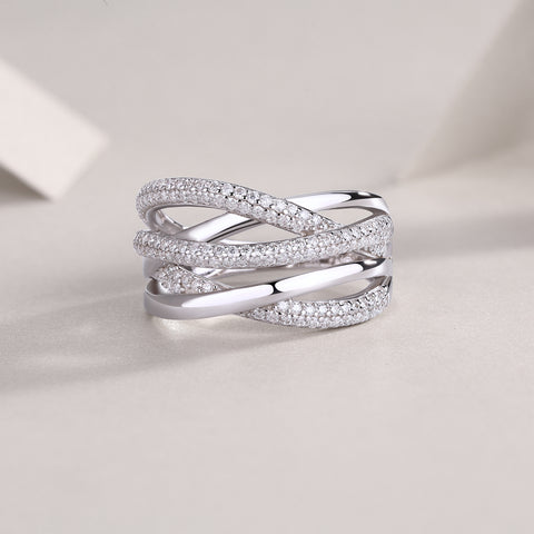Moissanite Sterling Silver Interweaving Ring - Modern Luxury Fine Jewelry