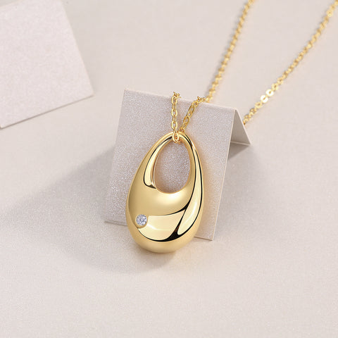 S925 Sterling Silver Moissanite Pendant Necklace Gold Plated Fashion Jewelry