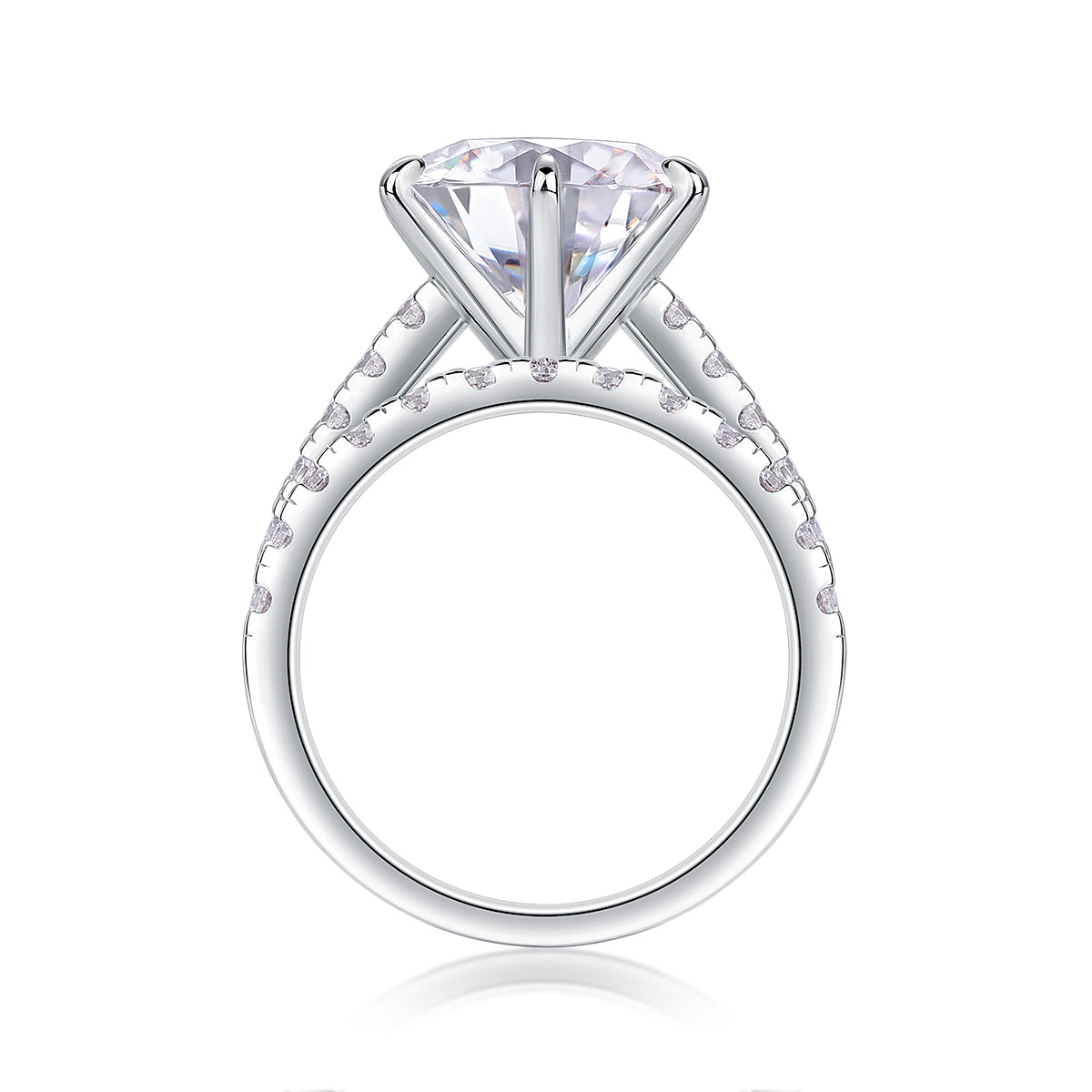 S925 Silver Moissanite Rings Set with Large 5 Carat Center Stone