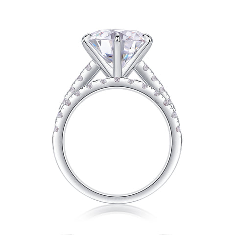 S925 Silver Moissanite Rings Set with Large 5 Carat Center Stone