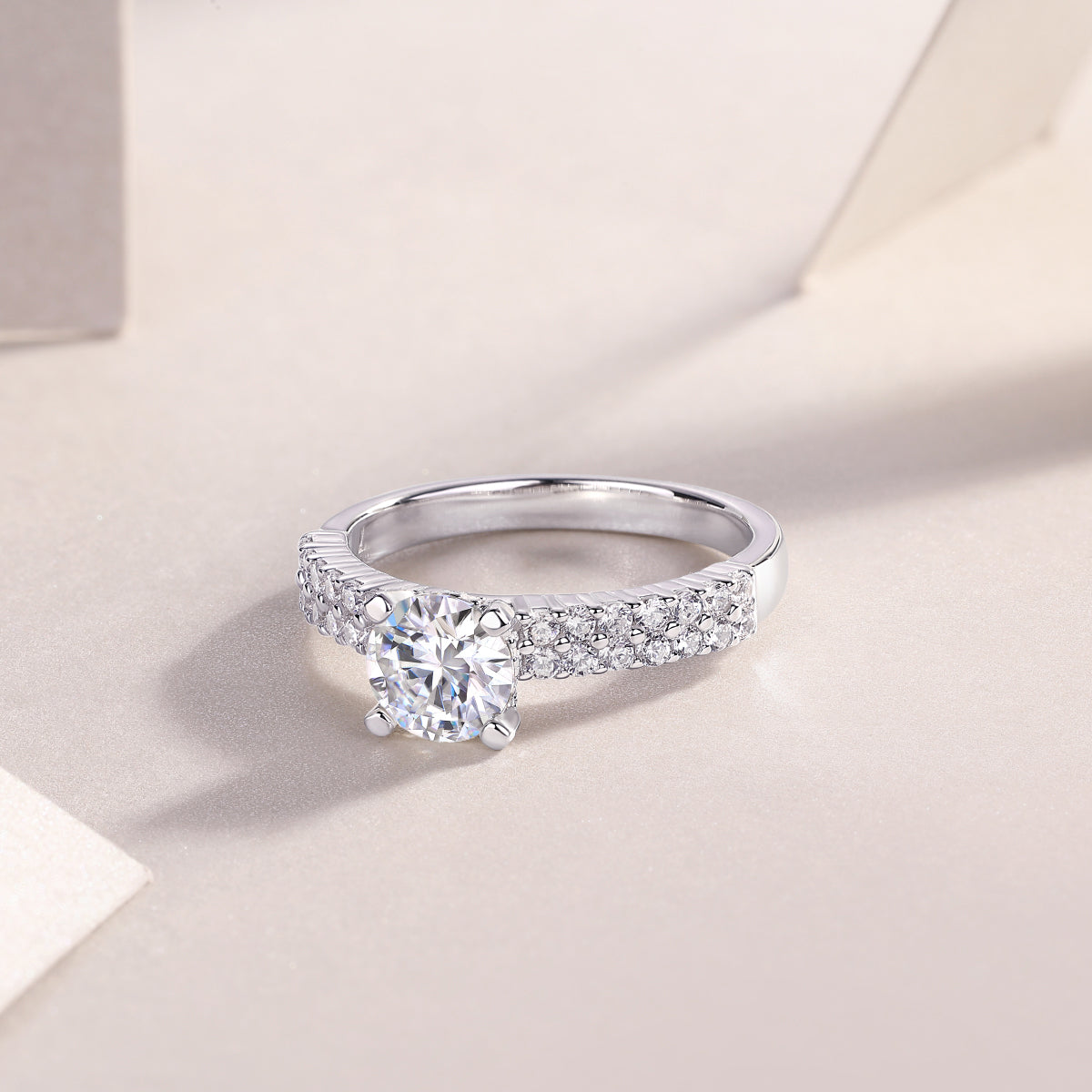 1Carat Moissanite Silver Wedding Ring Set Luxury Fashion Jewelry