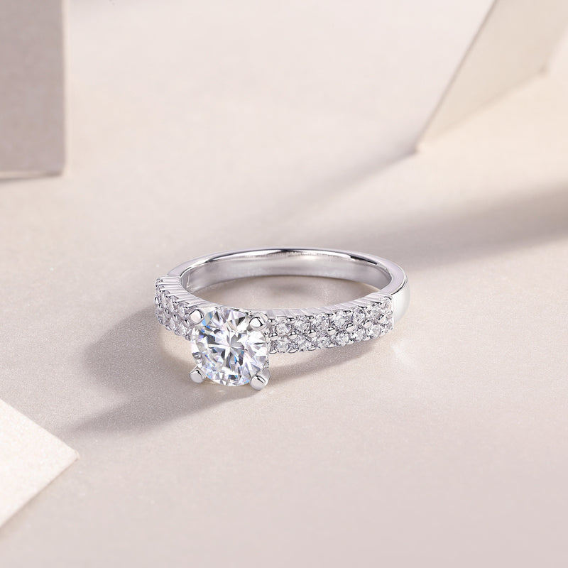 1Carat Moissanite Silver Wedding Ring Set Luxury Fashion Jewelry - 3