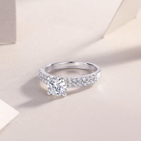 1Carat Moissanite Silver Wedding Ring Set Luxury Fashion Jewelry