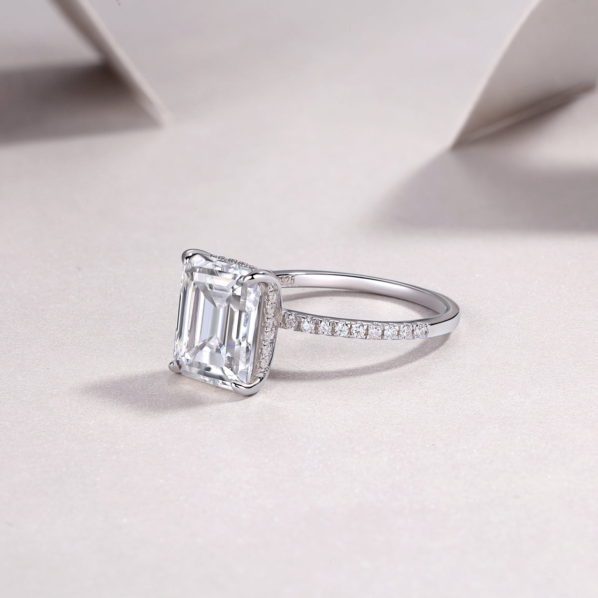 Iridescence City Sterling Silver Moissanite Ring with Octagonal Stone