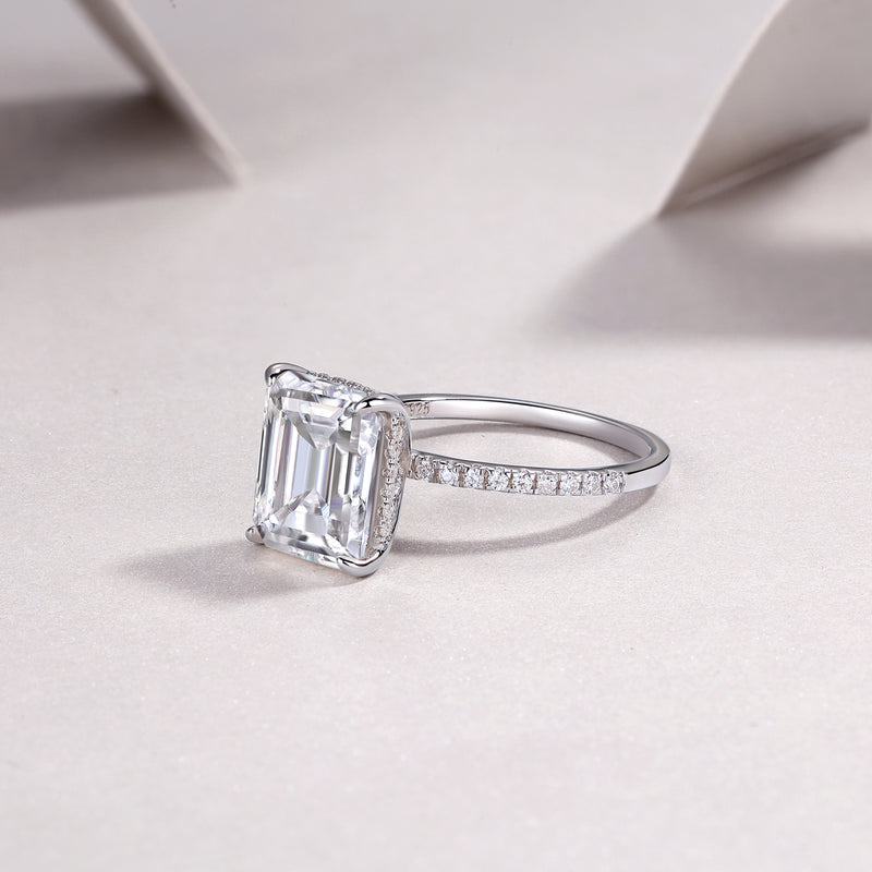 Iridescence City Sterling Silver Moissanite Ring with Octagonal Stone - 7