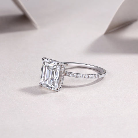 Iridescence City Sterling Silver Moissanite Ring with Octagonal Stone
