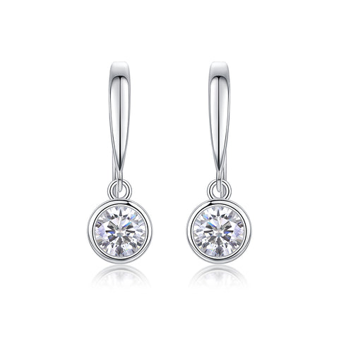 S925 Sterling Silver Moissanite Earrings Set with Platinum-Plated Accents