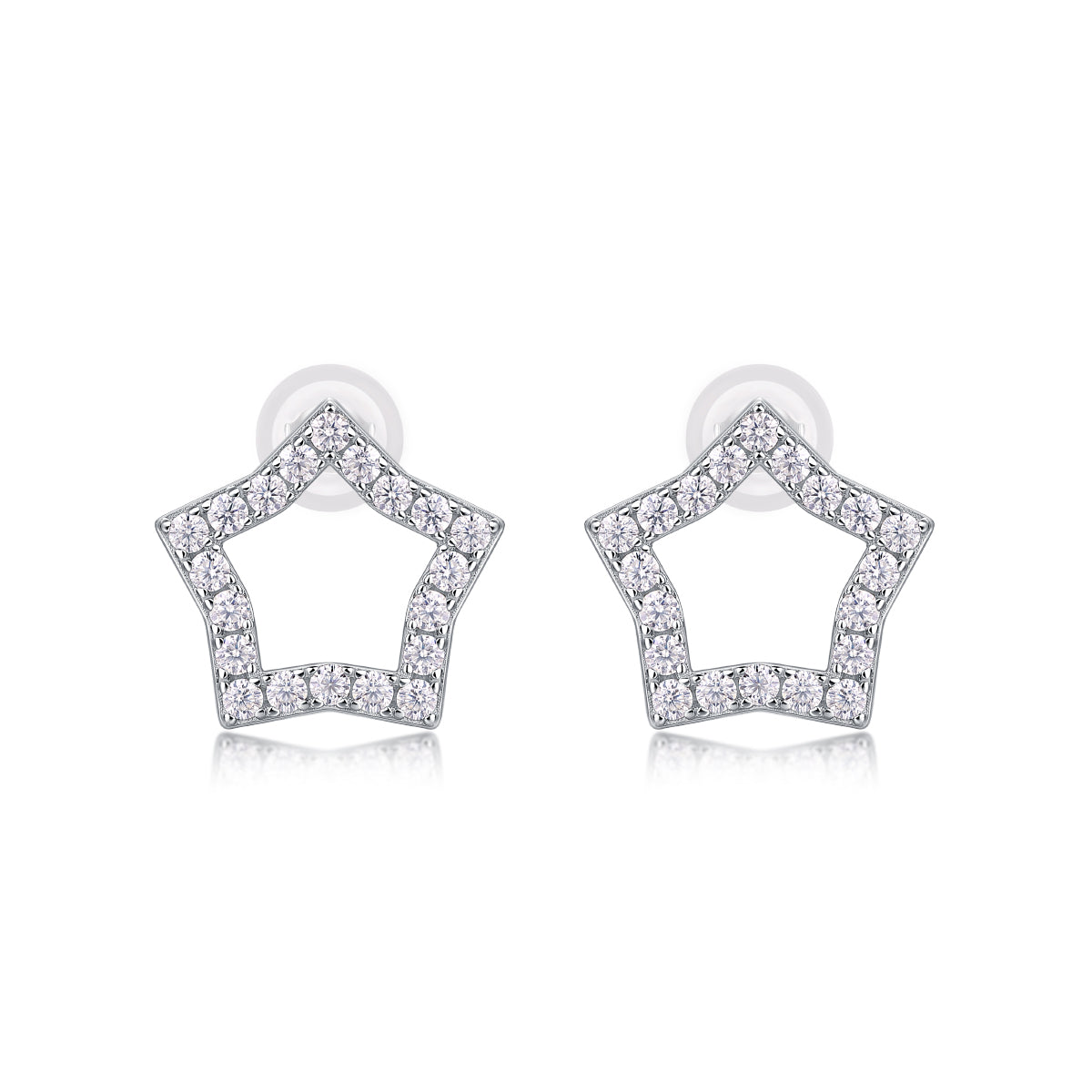 1Tonight New Star S925 Sterling Silver Moissanite Star-Shaped Stud Earrings