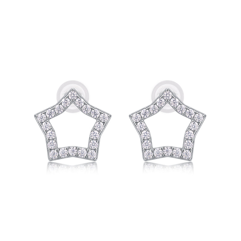 Star-Shaped S925 Sterling Silver Moissanite Stud Earrings Modern & Elegant - 3