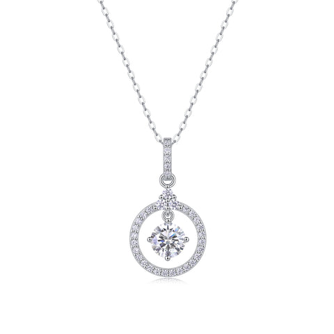 1Love 1-Carat Moissanite Pendant Necklace in S925 Sterling Silver with Platinum Plating - Modern & Elegant