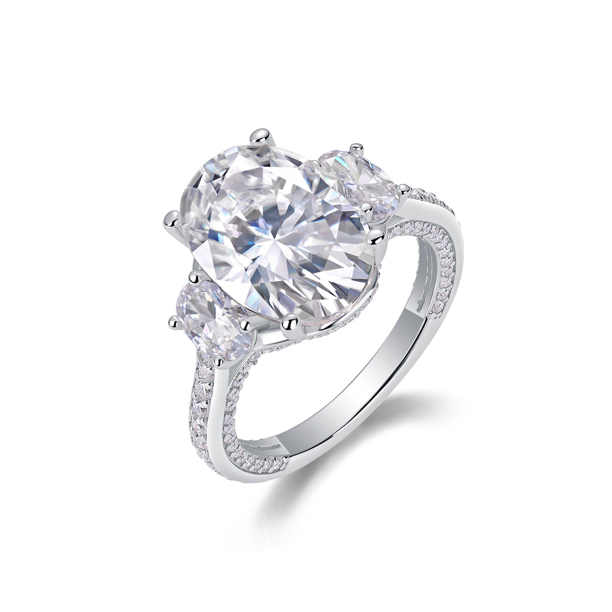 1Crown Of Radiance Moissanite S925 Sterling Silver Ring with Oval Cut