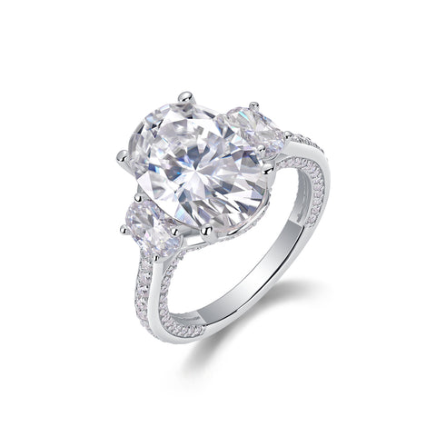 1Crown Of Radiance Moissanite S925 Sterling Silver Ring with Oval Cut