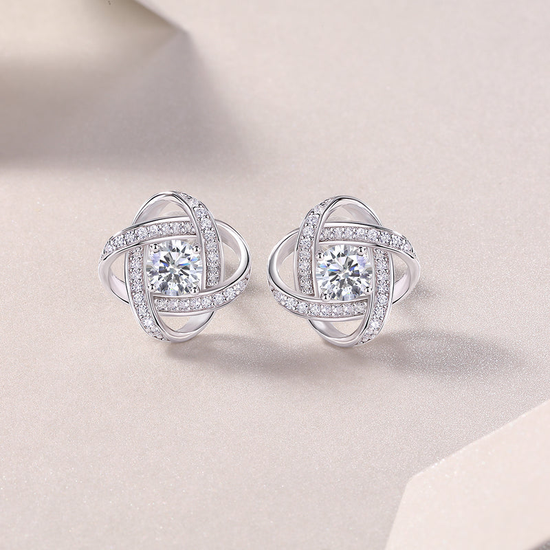 1Hope Beam S925 Sterling Silver Moissanite Stud Earrings Elegant Fashion Jewelry - 4