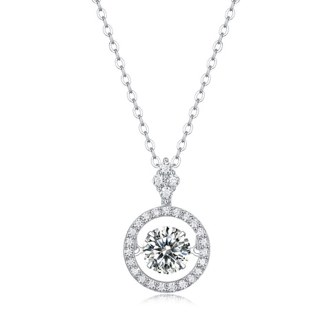 1-Carat Moissanite Sterling Silver Pendant Necklace with Platinum Plating