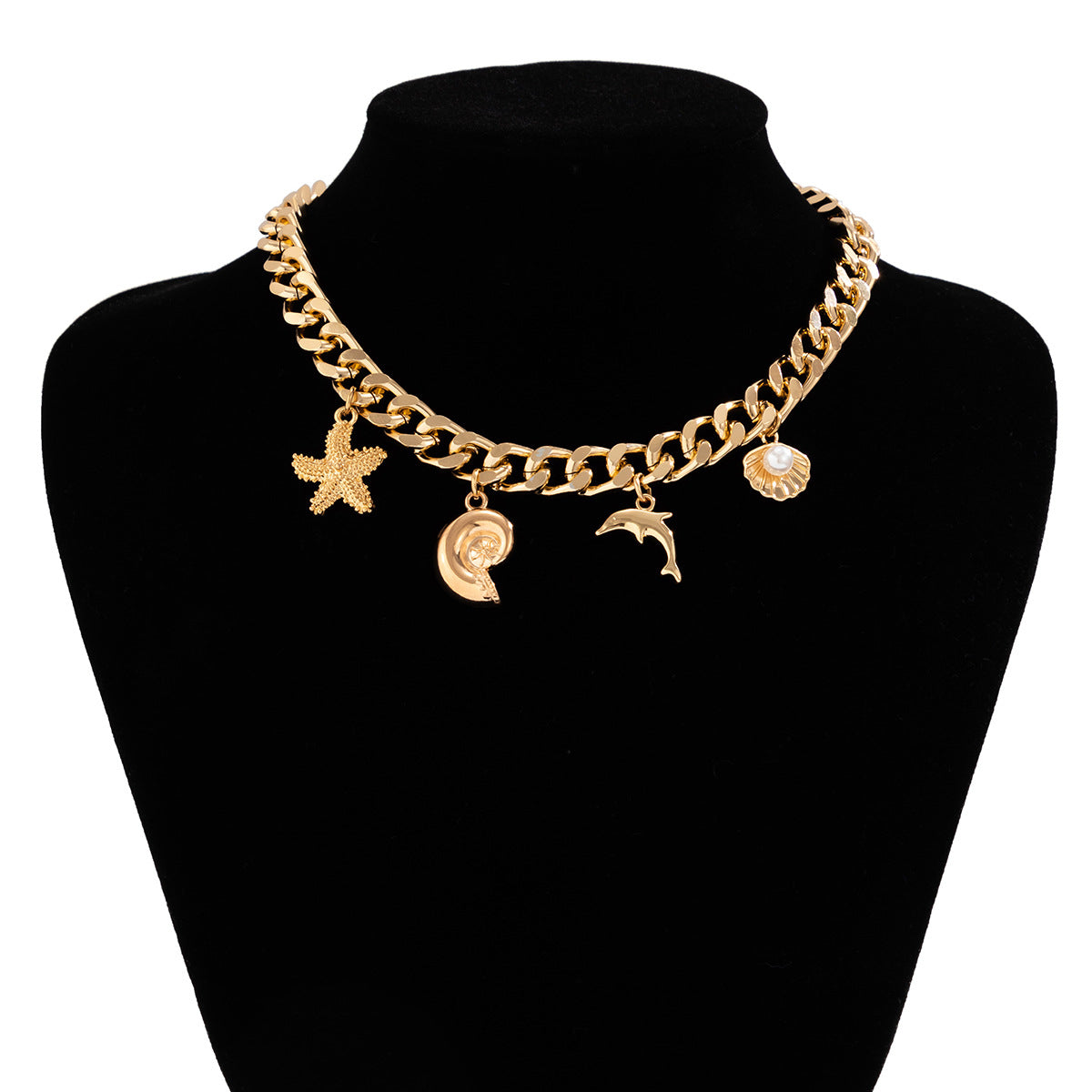 Boho Beach Charm Necklace and Bracelet Set for Women