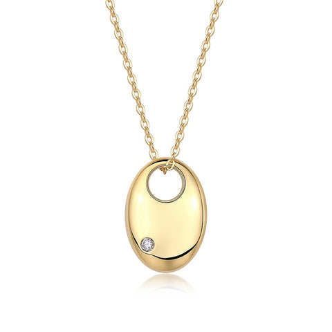 1First Encounter Moissanite Pendant Necklace in S925 Sterling Silver with Gold Plating Modern Elegant Jewelry