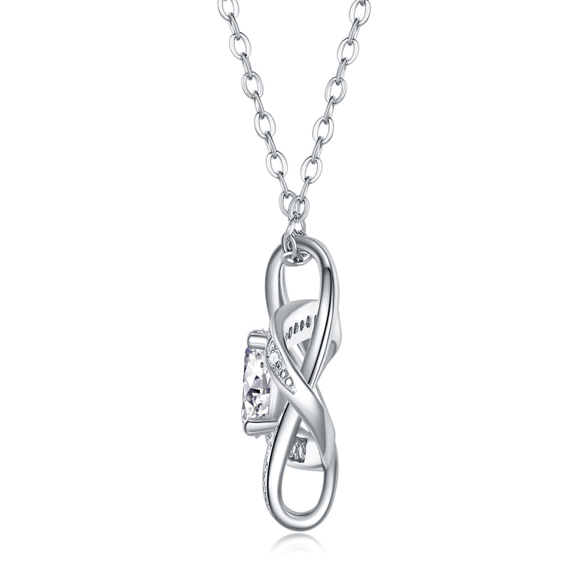 1Carat Moissanite Sterling Silver Pendant with Platinum Plating Elegant Floral Design - 1