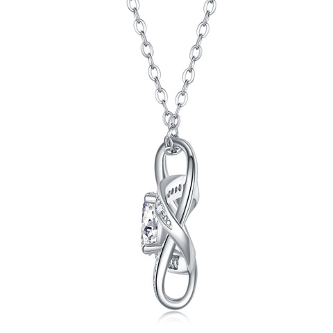 1Carat Moissanite Pendant Set in S925 Sterling Silver with Platinum Plating