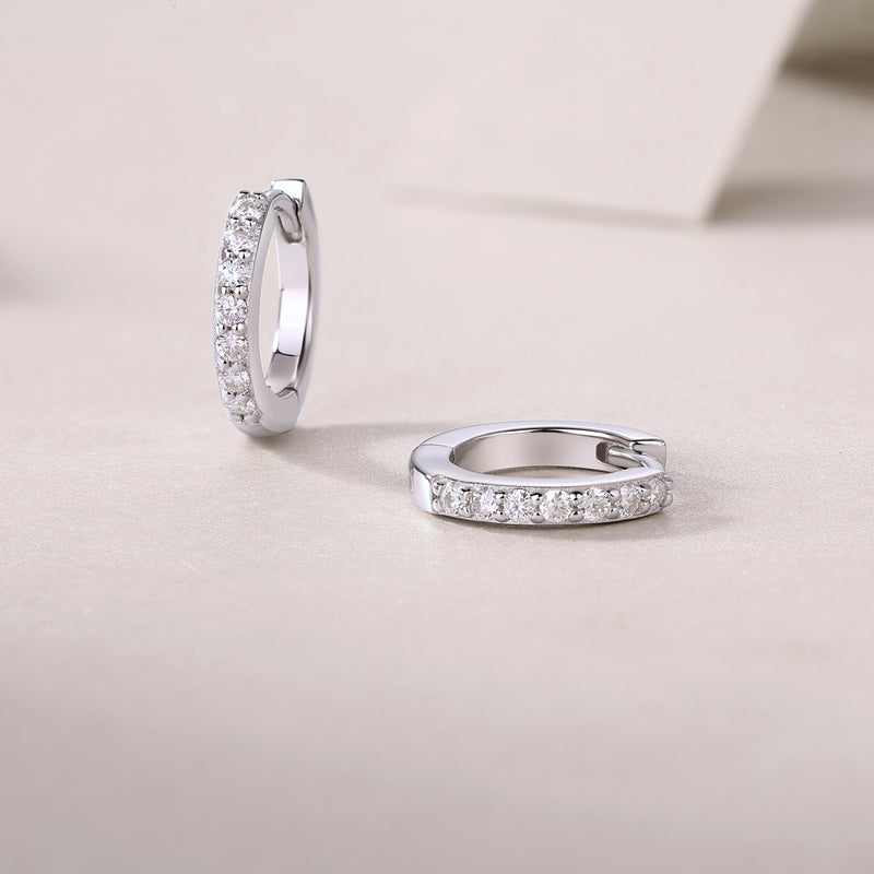 S925 Silver Moissanite Hoop Earrings Modern Elegant Luxury Studs - 3
