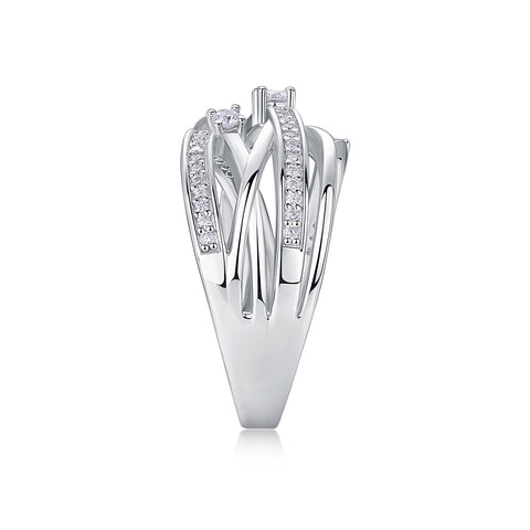 S925 Silver Moissanite Star Ring Modern Layered Band Fine Jewelry