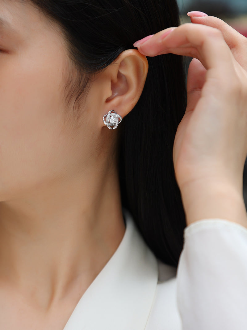 1Hope Beam S925 Sterling Silver Moissanite Stud Earrings Elegant Fashion Jewelry - 5