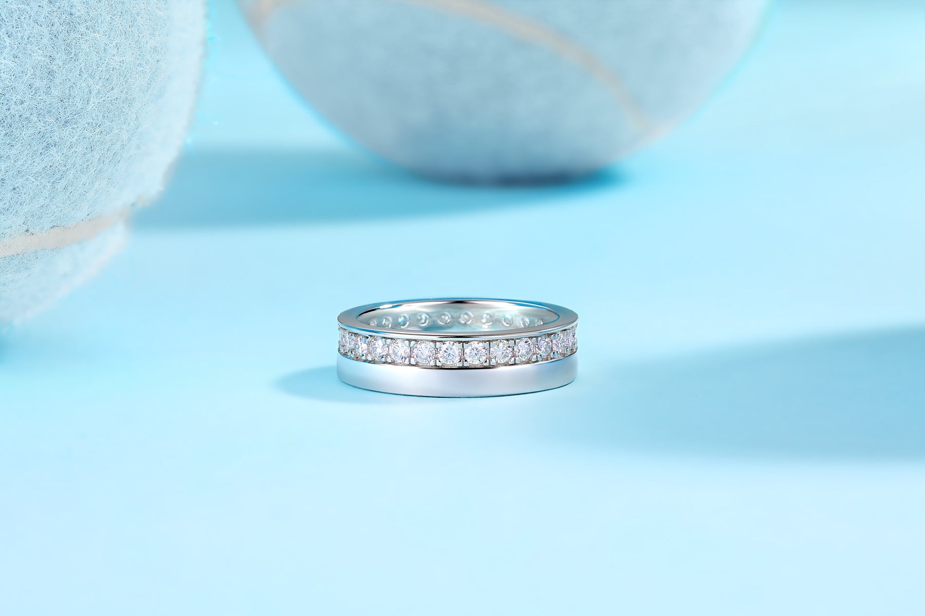 S925 Silver Moissanite Wedding Ring Luxury Fashion Band