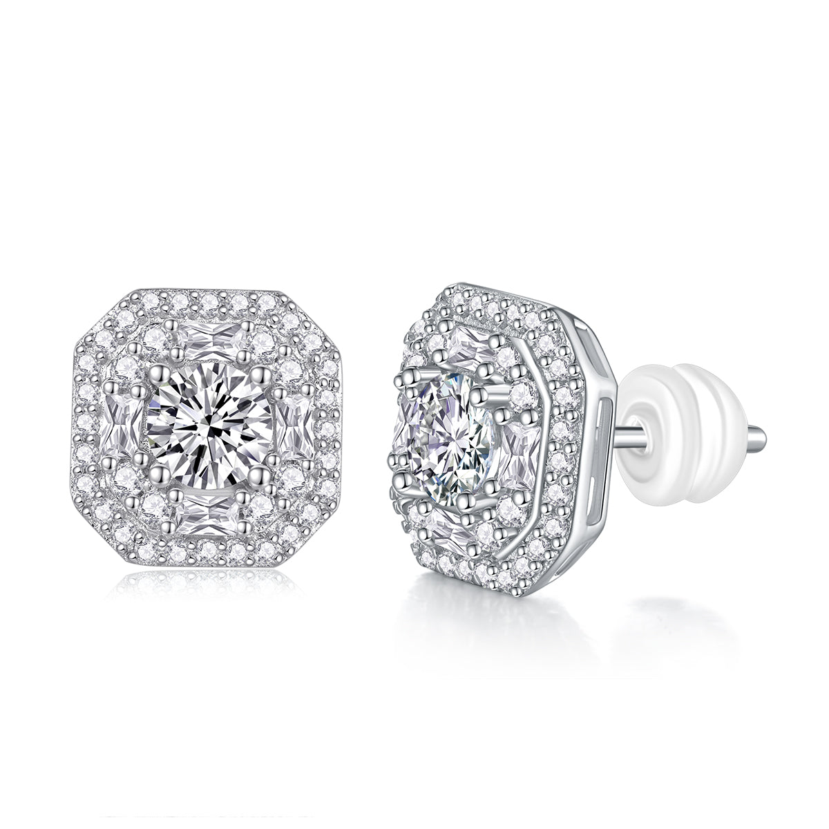 Luxury S925 Silver Moissanite Stud Earrings 0.5 Carat