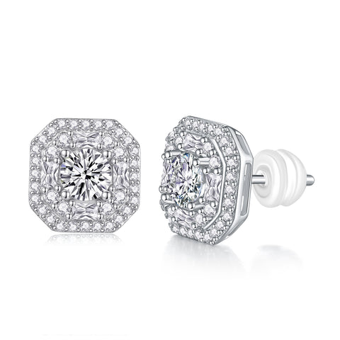 Luxury S925 Silver Moissanite Stud Earrings 0.5 Carat