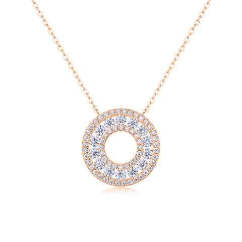 S925 Sterling Silver Moissanite Circle Pendant Necklace Modern Elegant Jewelry