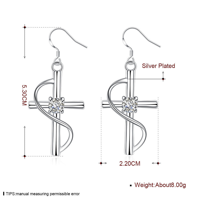 Elongated Cross Dangle Earrings for Women - 4