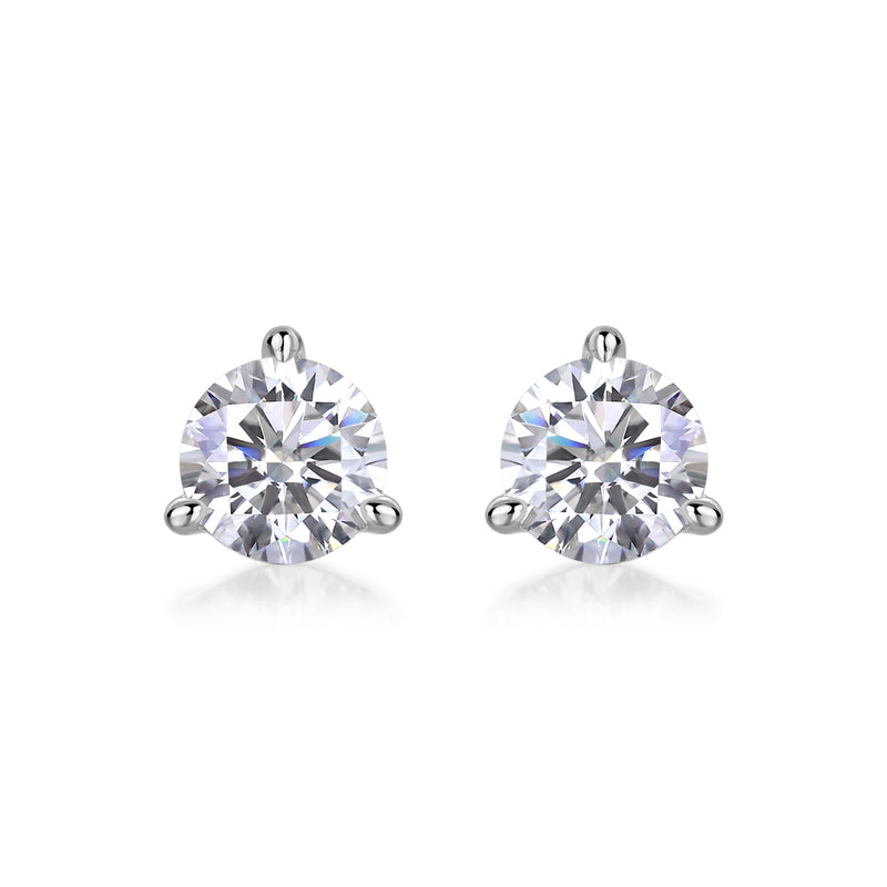 Luxury Moissanite Stud Earrings in S925 Silver 0.5 Carat Classic Round Cut - 1
