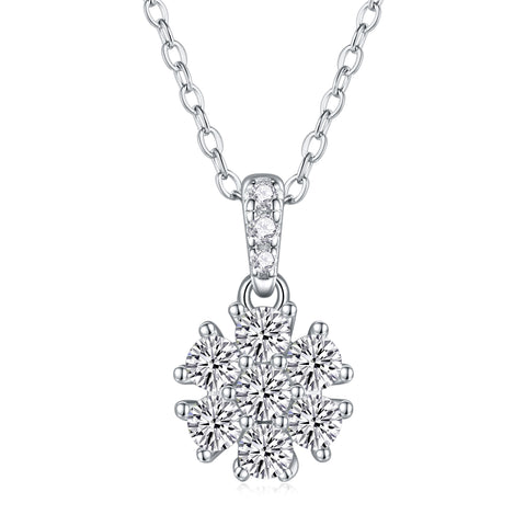 Snowflake Dance Moissanite Pendant Necklace S925 Sterling Silver Elegant Jewelry