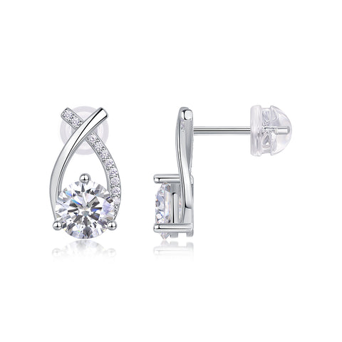 1-Carat Moissanite S925 Silver Stud Earrings Set
