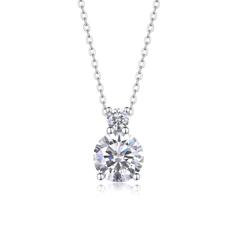 3-Carat Moissanite Pendant Necklace in S925 Sterling Silver with Platinum Plating - Modern & Elegant - 2